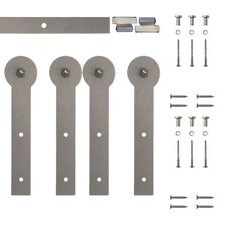 Quiet Glide Soft Close 48" Satin Nickel Round St Mini Double Barn Door Hardware NT.1310.09.SN-48-2-SC